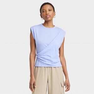 NWT A New Day Slim Fit Drape Wrap T-Shirt Purple Size Large